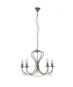 LAMPADARIO 5 LUCI "CANDELA" IN METALLO BRONZO, E14